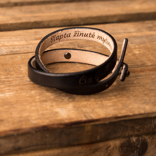 Odinė apyrankė Twist | Juodos spalvos