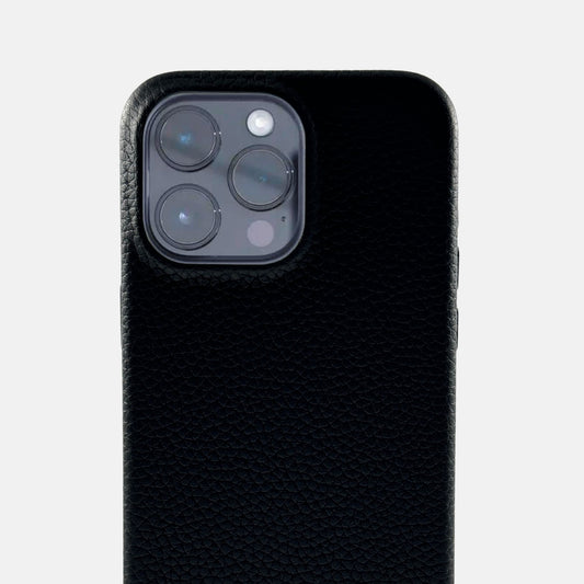 iPhone 15 serijos juodas odinis dėklas